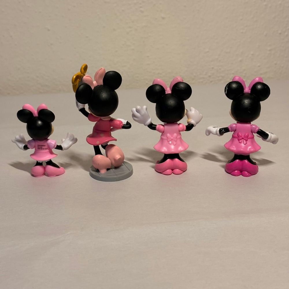Disney Minnie Mouse Figures Kids OS Pink Good 4pc Toy Lot Articulated Figurine - Picture 2 of 5